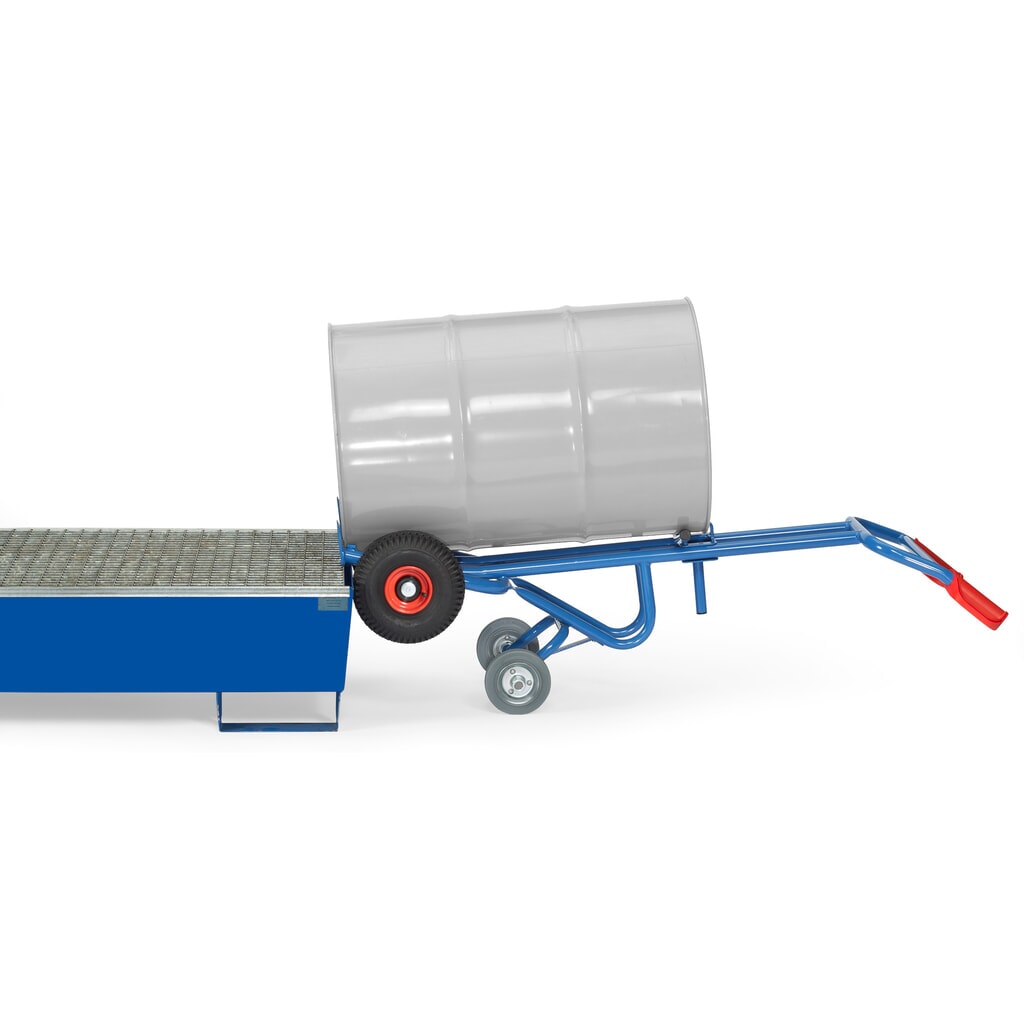 N° de l'image du produit 4 : fetra® Diable porte-fûts, capacité de charge 300 kg, avec 2 galets d’appui, pneumatiques gonflables