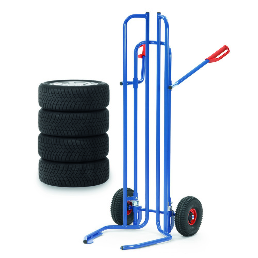 N° de l'image du produit 4 : fetra® Diable porte-pneus en acier, capacité de charge 200 kg, pour 8 pneus, pneumatiques gonflables