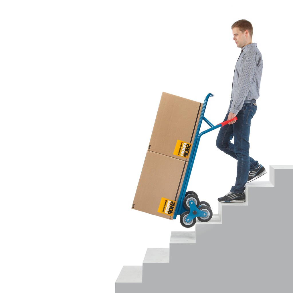 N° de l'image du produit 4 : fetra® Diable pour escaliers, roue en étoile à 3 bras, capacité de charge 200 kg, bavette lxP 480 x 300 mm, acier