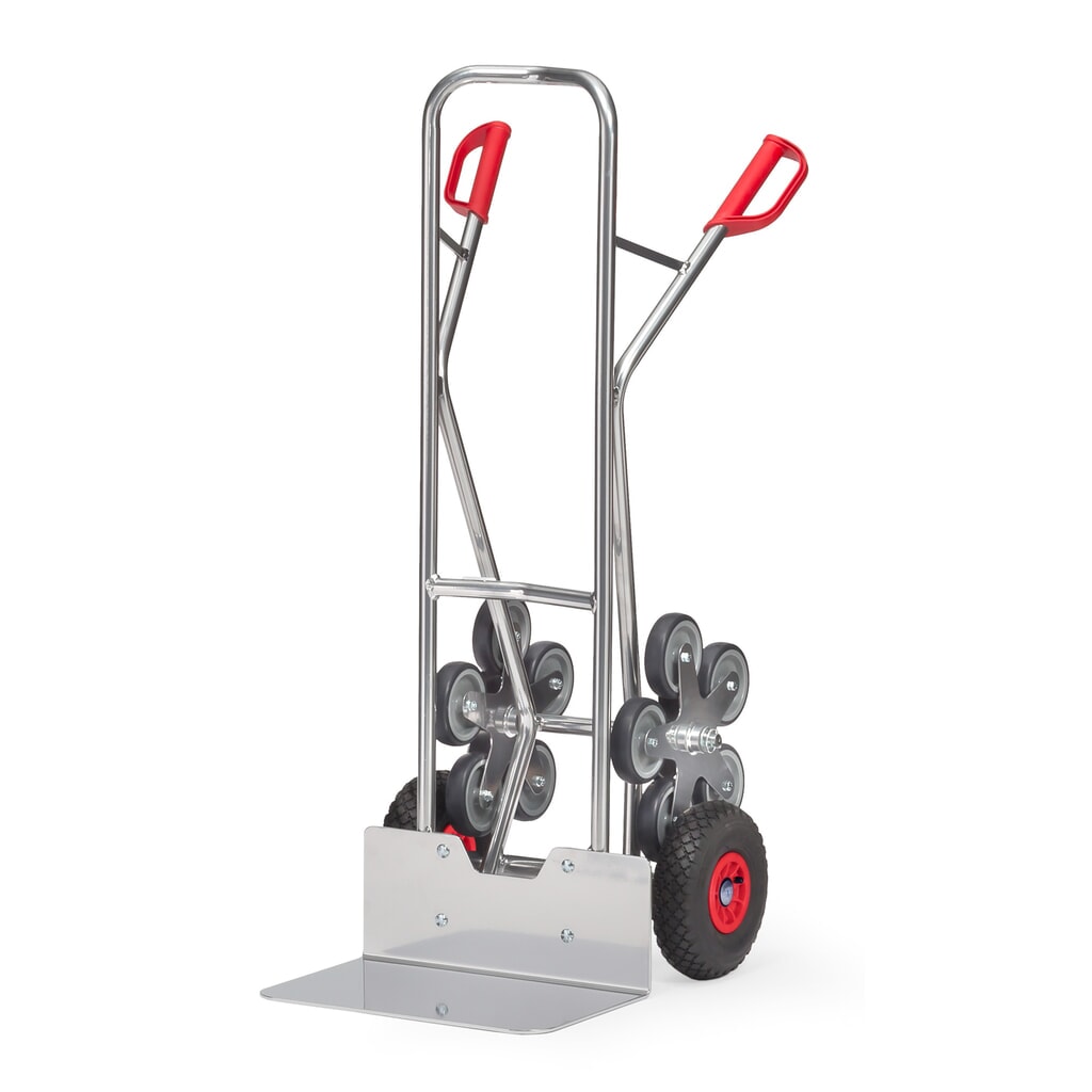 Illustration du produit: fetra® Diable pour escaliers, roue en étoile à 5 bras, capacité de charge 200 kg, bavette lxP 480 x 300 mm, aluminium