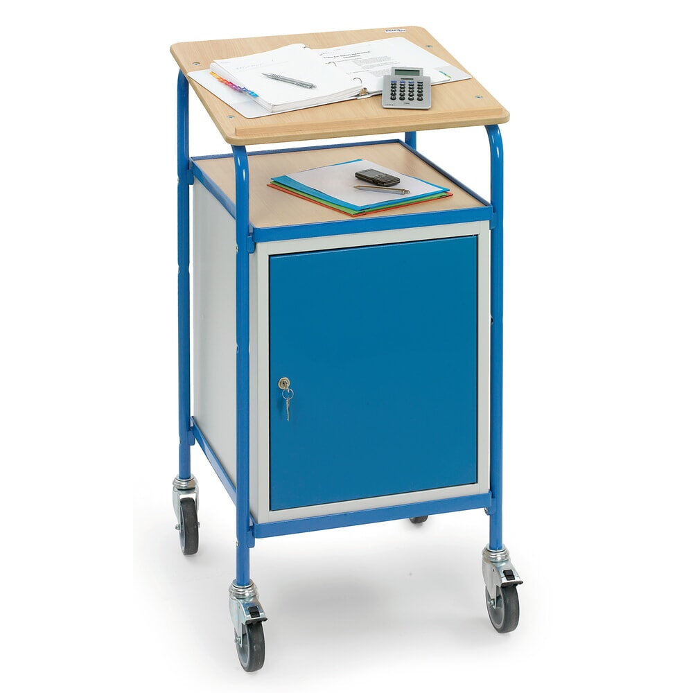 N° de l'image du produit 4 : fetra® pupitre mobile premium avec armoire, 1 tablette fixe + 2 tablettes réglables