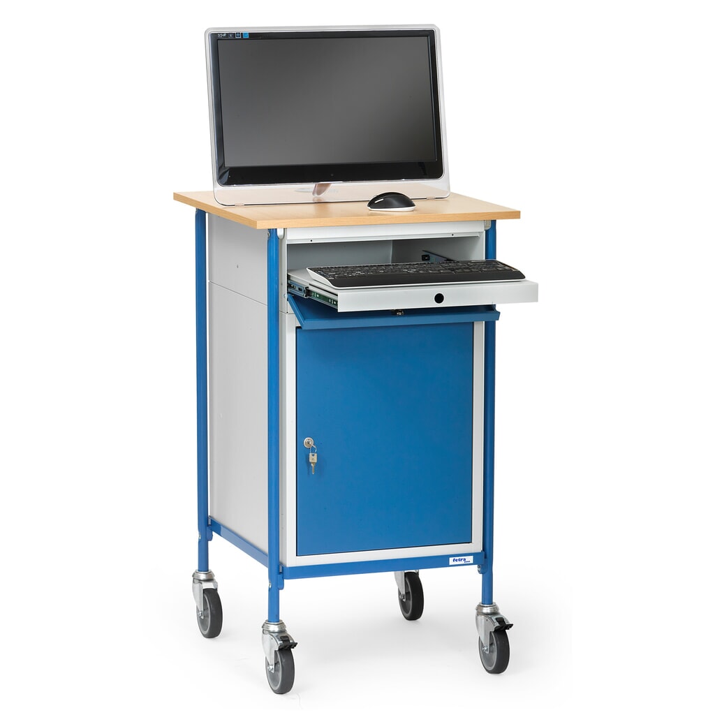 fetra® pupitre mobile premium avec armoire + tiroir pour clavier, 1 tablette fixe + 2 tablettes réglables N° de l'image du produit 3 : fetra® pupitre mobile premium avec armoire + tiroir pour clavier, 1 tablette fixe + 2 tablettes réglables