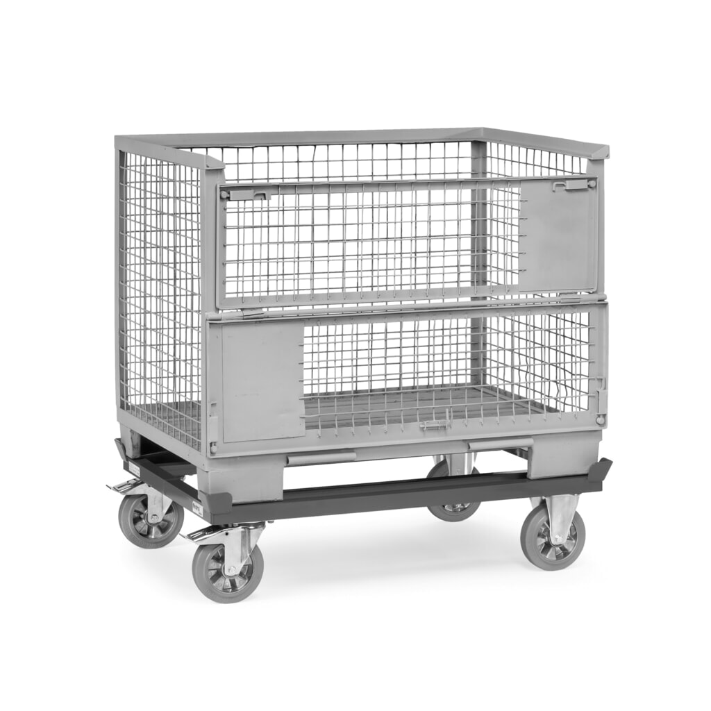 fetra® Rouleur avec butées d’angle, capacité de charge 1 200 kg, pour palettes 1 000 x 800 mm, pneumatiques à bandage plein élastiques N° de l'image du produit 3 : fetra® Rouleur avec butées d’angle, capacité de charge 1 200 kg, pour palettes 1 000 x 800 mm, pneumatiques à bandage plein élastiques
