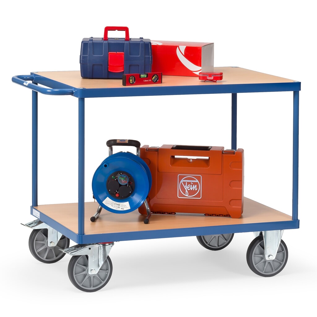 N° de l'image du produit 3 : fetra® Servante et chariot de montage lourd, 2 plateaux de 500 x 850 mm
