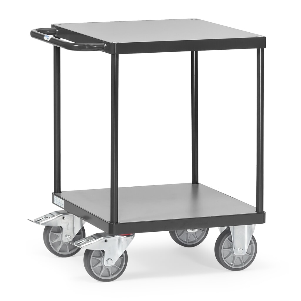 fetra® Servante et chariot de montage, version lourde, 2 plateaux de 600 x 600 mm, gris anthracite Illustration du produit: fetra® Servante et chariot de montage, version lourde, 2 plateaux de 600 x 600 mm, gris anthracite