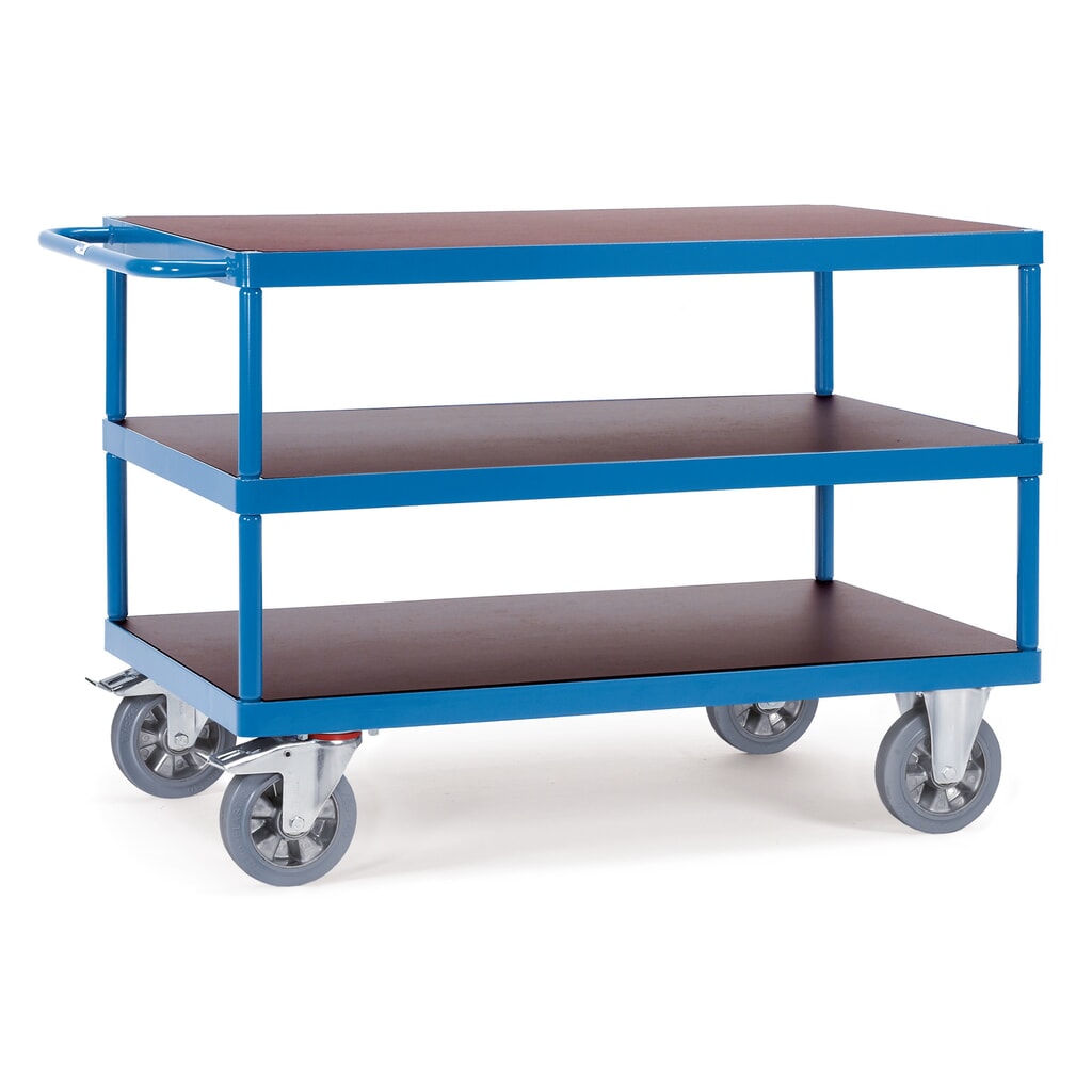 fetra® Servante pour charges lourdes, capacité de charge 1 200 kg, 3 plateaux de 1 600 x 800 mm Illustration du produit: fetra® Servante pour charges lourdes, capacité de charge 1 200 kg, 3 plateaux de 1 600 x 800 mm