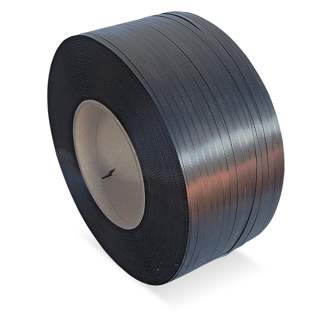 Illustration du produit: Feuillard de cerclage en PP, gaufré/structuré, 12 mm x 3 000 ml, Ø noyau 200 mm, épaisseur 0,65 mm, noir