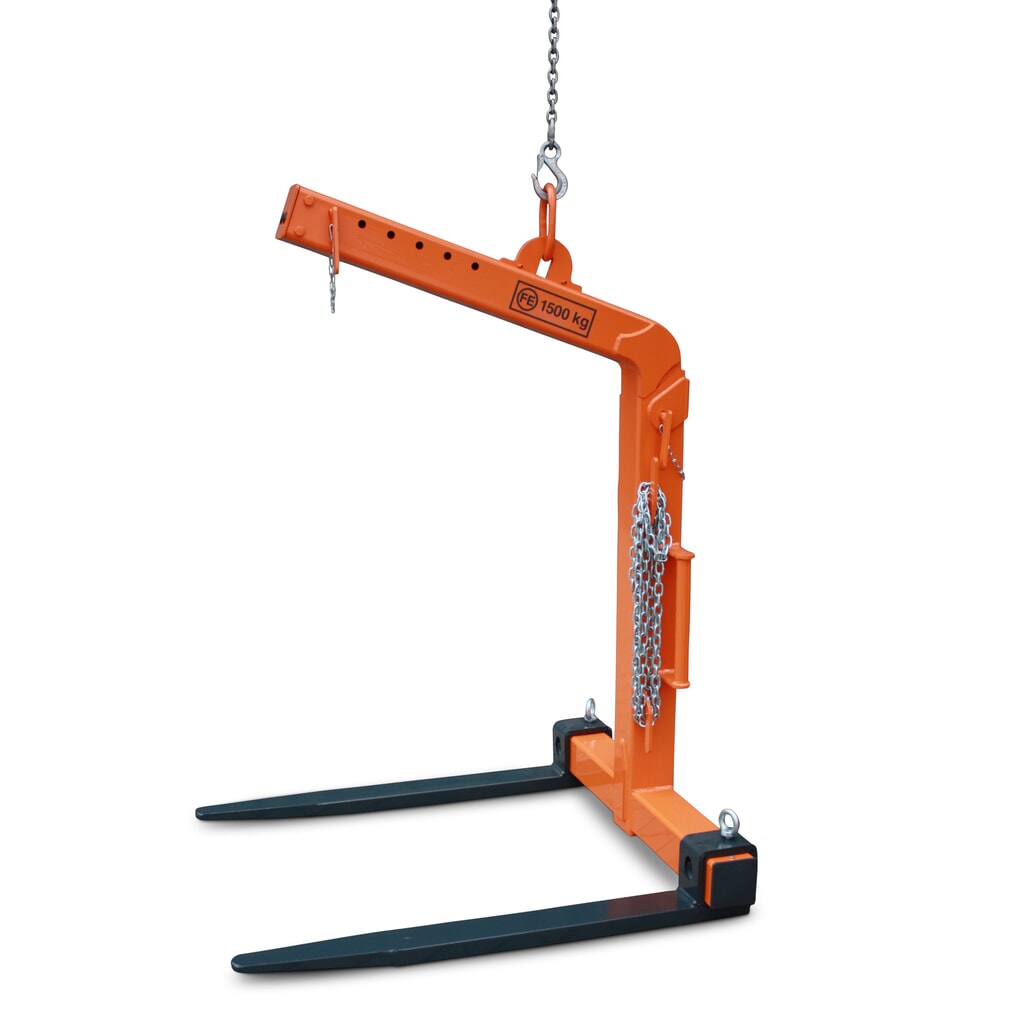Illustration du produit: Fourche pour grue avec compensation de poids automatique, dents en acier profilé, capacité de charge 600 kg