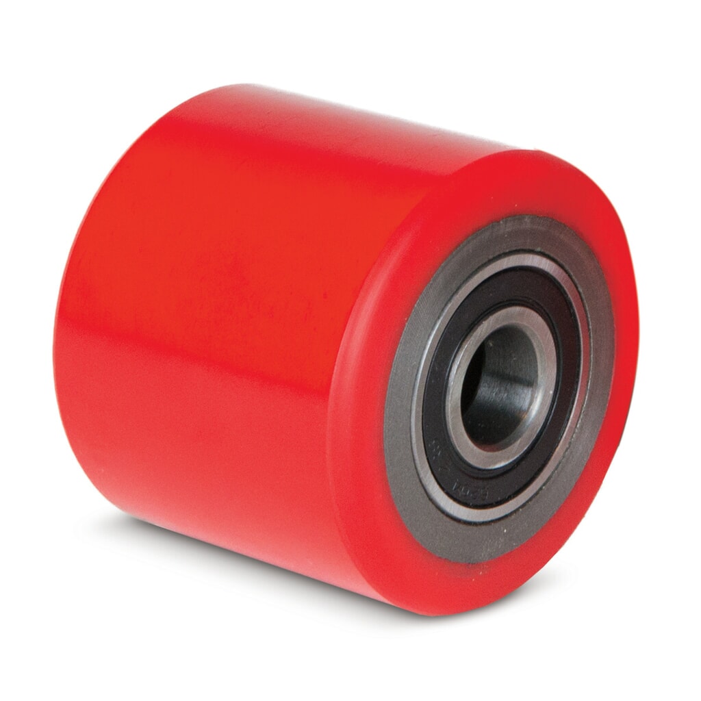 Galet de fourche pour transpalette manuel Ameise® type ACY20/25, BF3, BF, Delta, tandem, PU, Ø x l 80 x 70 mm, rouge Illustration du produit: Galet de fourche pour transpalette manuel Ameise® type ACY20/25, BF3, BF, Delta, tandem, PU, Ø x l 80 x 70 mm, rouge