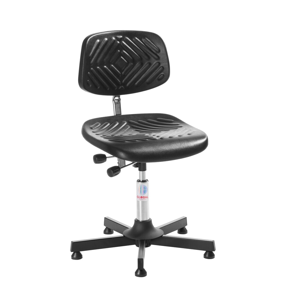 Illustration du produit: Global Stole A/S Chaise de travail pivotante Prestige, assise en PU renforcée, hauteur d’assise comprise entre 520 et 650 mm, patins, base acier
