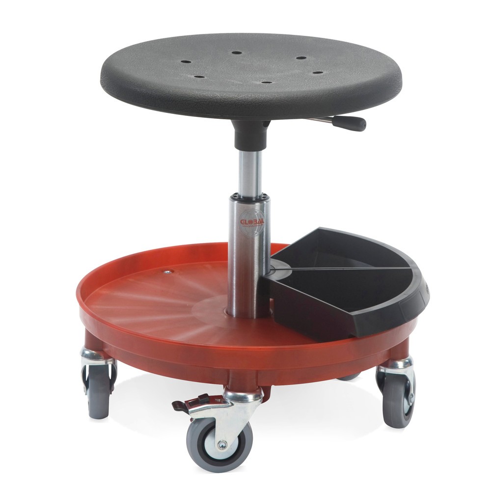 Illustration du produit: Global Stole A/S Tabouret, assise en plastique dur, Ø 400 mm, hauteur d’assise comprise entre 370 et 500 mm, base plastique, rouge