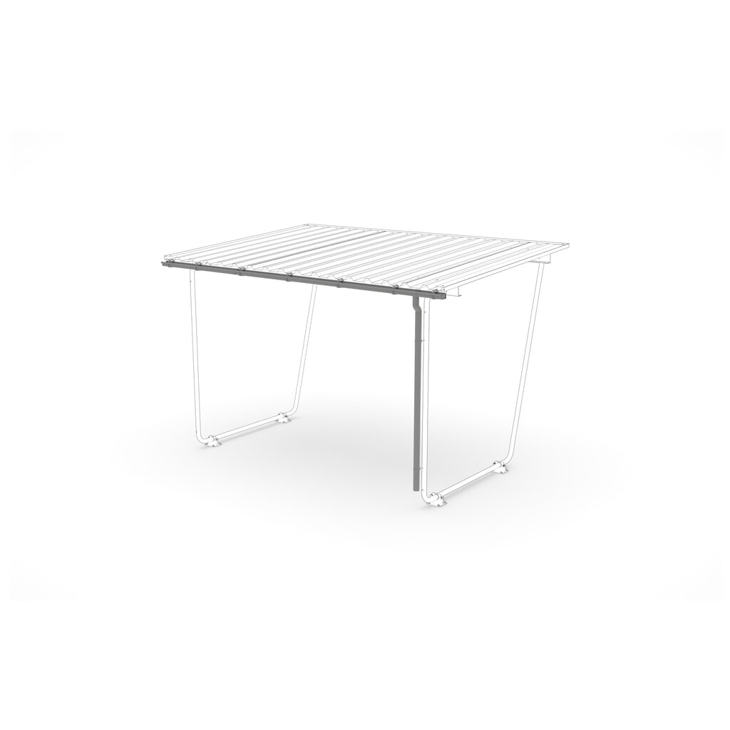 Gouttière avec descente pour abri Basic wsm®, pour largeur 4 300 mm Illustration du produit: Gouttière avec descente pour abri Basic wsm®, pour largeur 4 300 mm