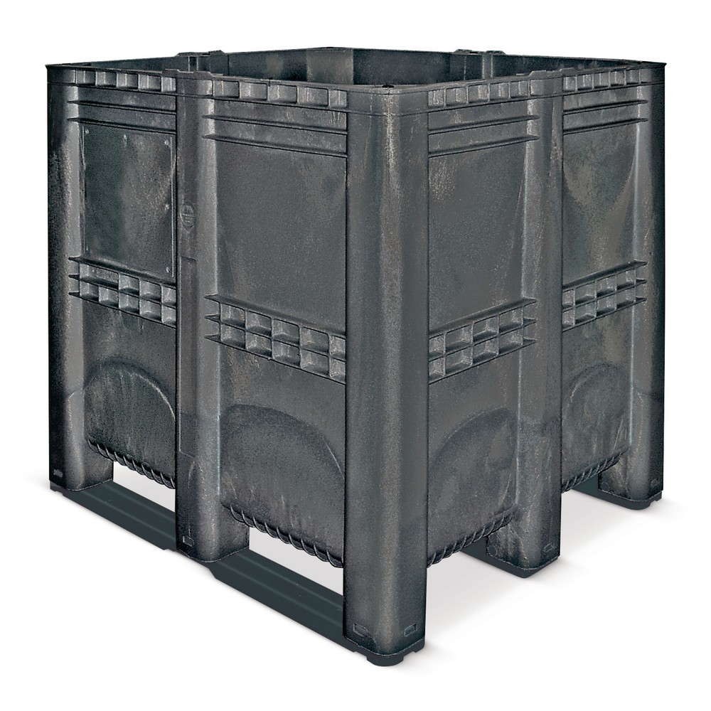 Illustration du produit: Grand conteneur en polyéthylène, 1 400 litres, avec traverses, gris
