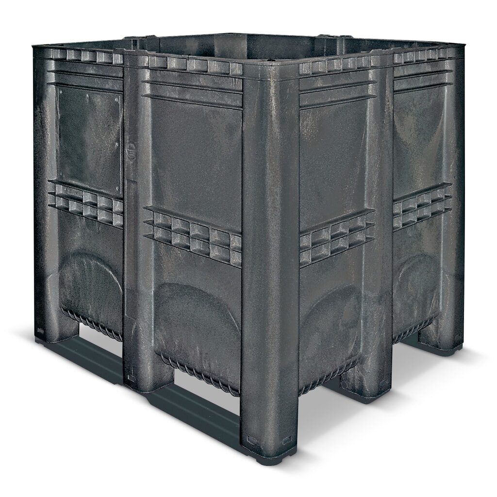 Grand conteneur en polyéthylène, 1 400 litres, avec traverses, gris Illustration du produit: Grand conteneur en polyéthylène, 1 400 litres, avec traverses, gris