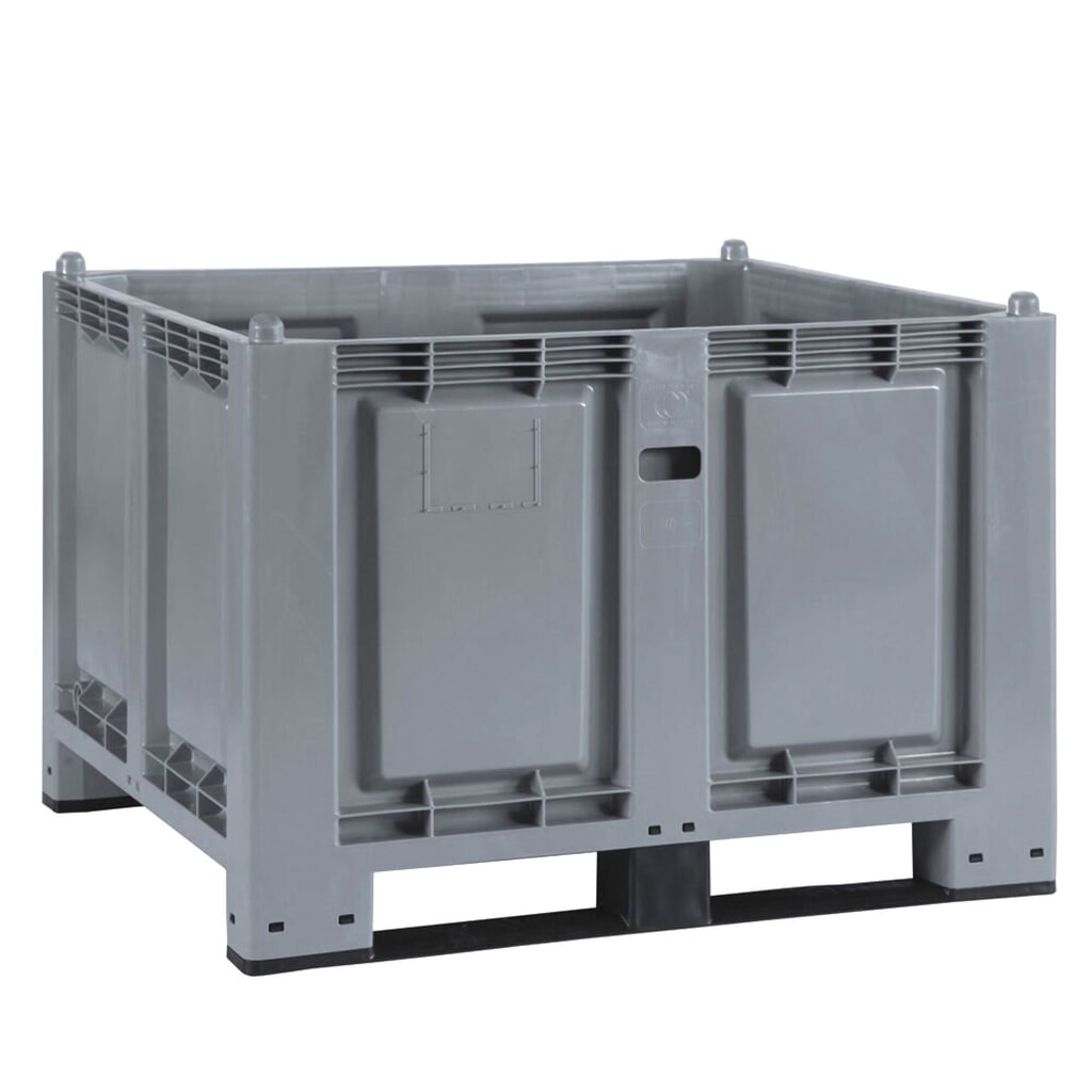 Grands conteneurs en polypropylène, 550 litres, avec traverses, gris Illustration du produit: Grands conteneurs en polypropylène, 550 litres, avec traverses, gris