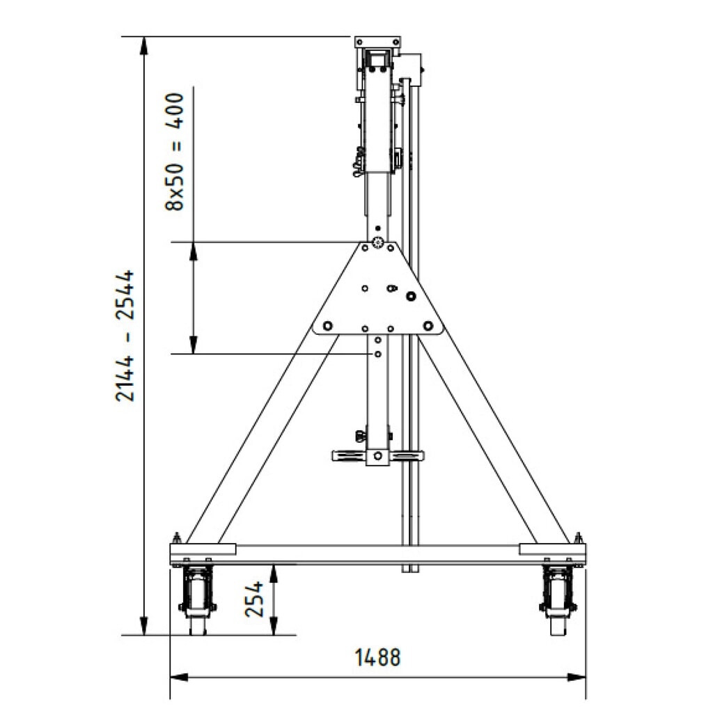 Grue portique SCHILLING.avec poutre sectionnable, mobile, hauteur totale 2 560 mm max., capacité de charge 500 kg N° de l'image du produit 2 : Grue portique SCHILLING.avec poutre sectionnable, mobile, hauteur totale 2 560 mm max., capacité de charge 500 kg