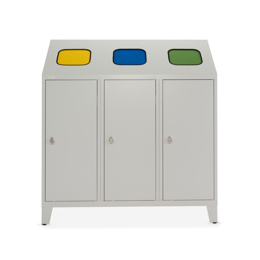N° de l'image du produit 7 : HEMMDAL Collecteur de déchets de recyclage Trio, avec 3 conteneurs intérieurs, 120 litres chacun