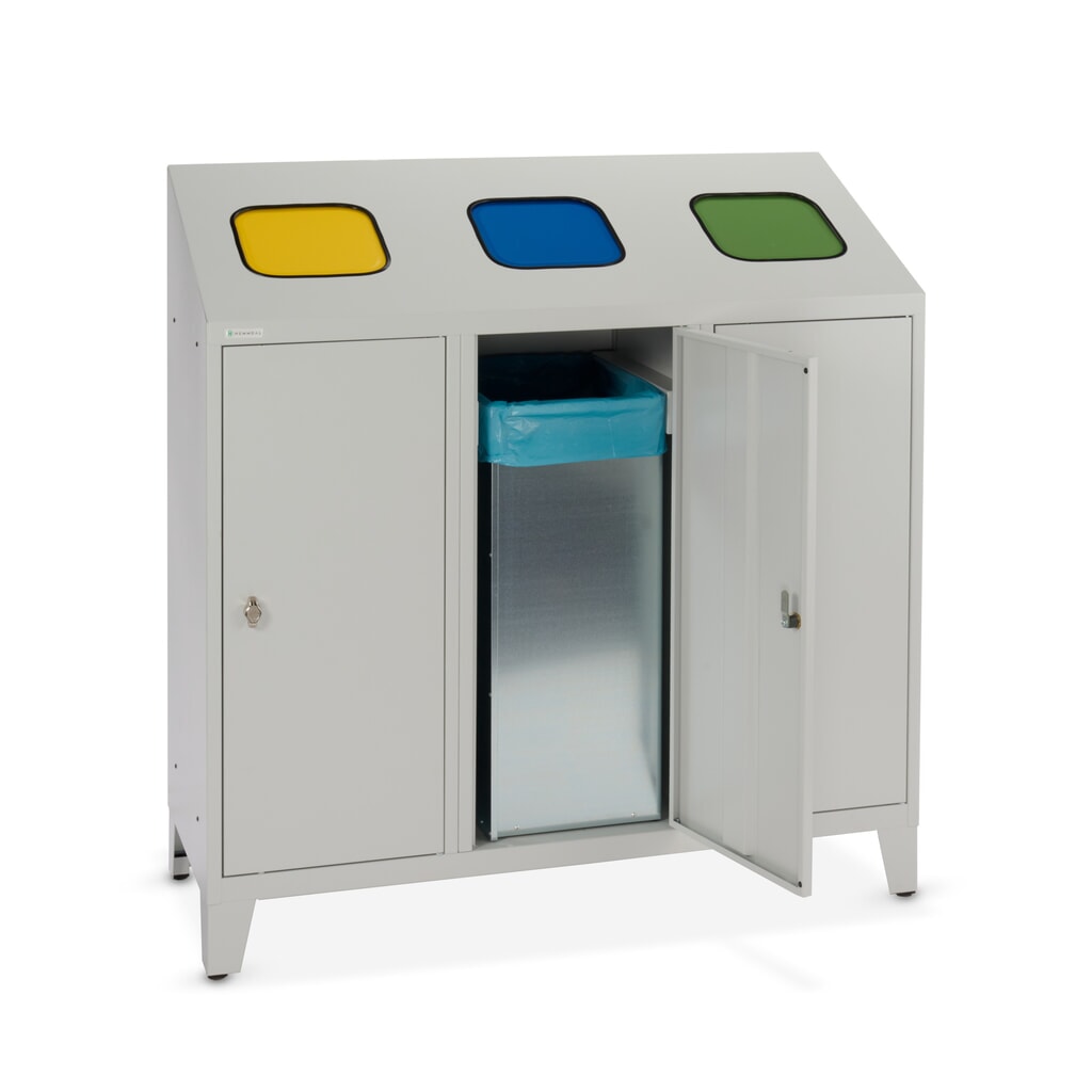 HEMMDAL Collecteur de déchets de recyclage Trio, avec 3 conteneurs intérieurs, 120 litres chacun N° de l'image du produit 9 : HEMMDAL Collecteur de déchets de recyclage Trio, avec 3 conteneurs intérieurs, 120 litres chacun