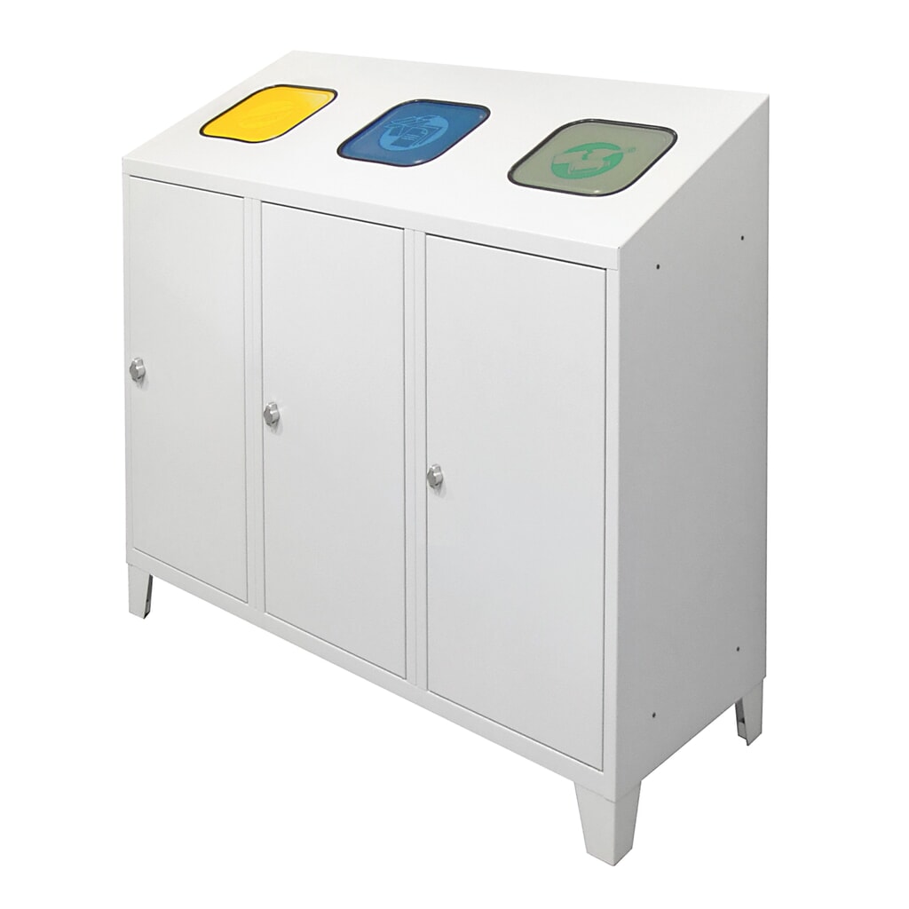 Illustration du produit: HEMMDAL Collecteur de déchets de recyclage Trio, avec 3 supports de sacs, 120 litres chacun