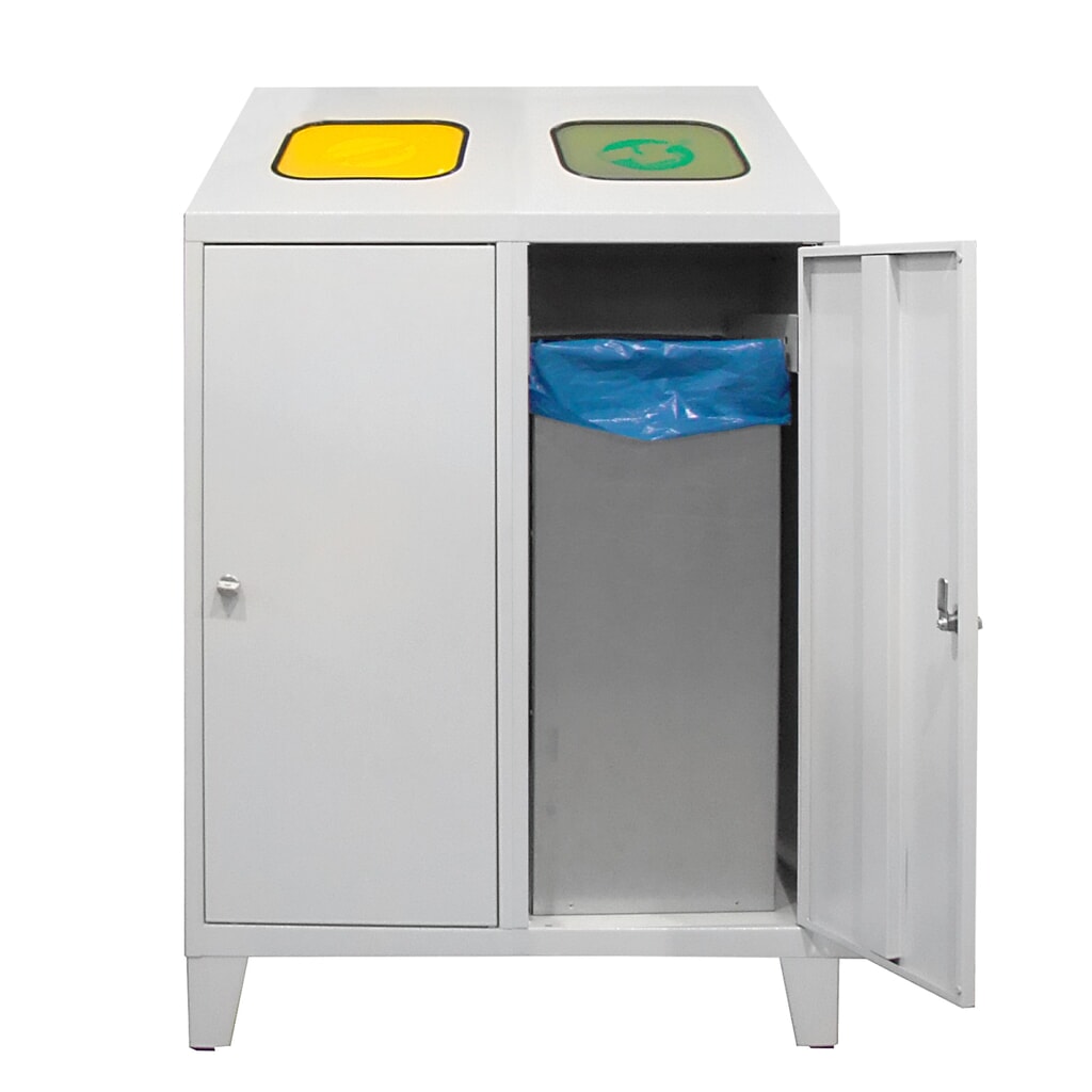 N° de l'image du produit 2 : HEMMDAL Collecteur de déchets de recyclage Duo, avec 2 conteneurs intérieurs, 120 litres chacun
