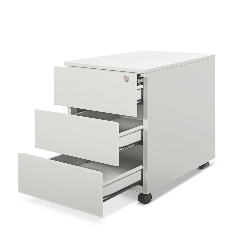 Illustration du produit: HEMMDAL Conteneur à roulettes en acier avec 3 tiroirs, H x l x P 530 x 400 x 590 mm, gris clair