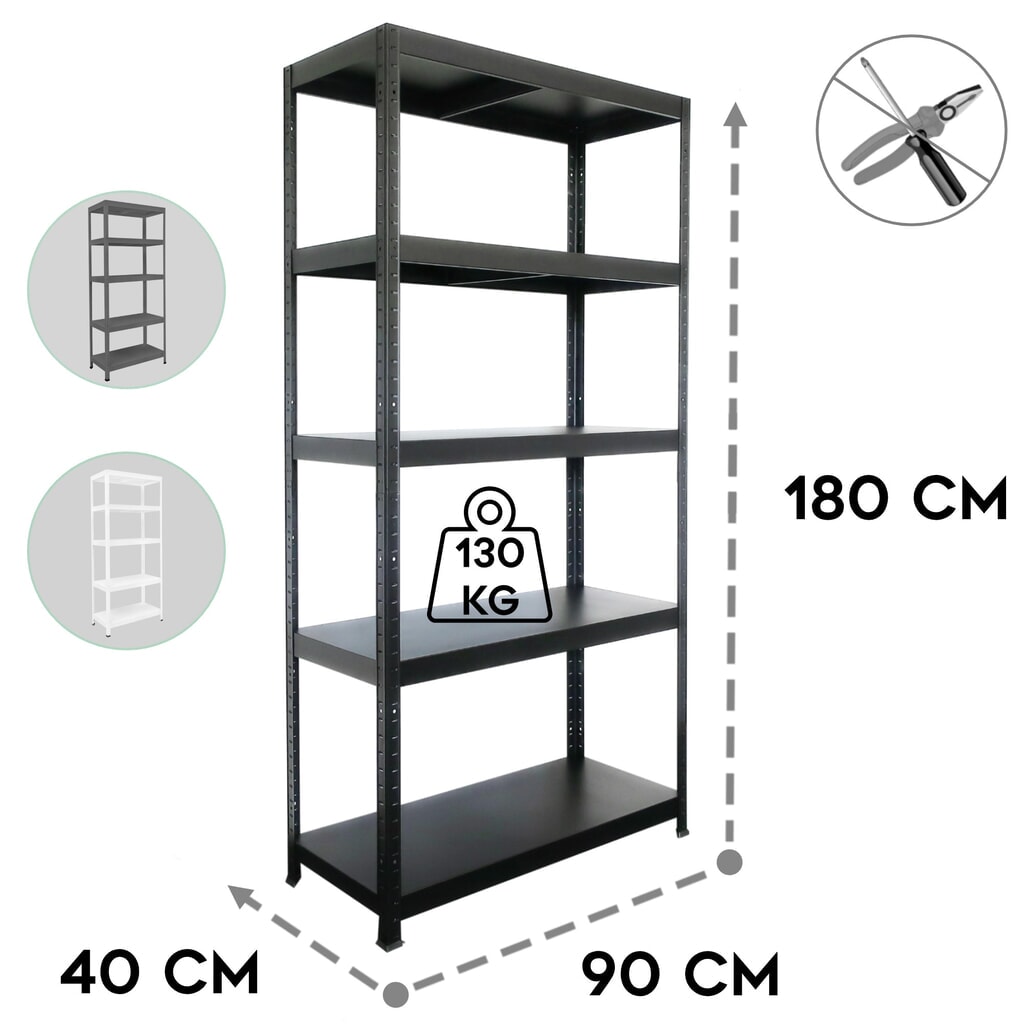 HEMMDAL Rayonnage enfichable métallique, charge par tablette 130 kg, HxlxP 1 800 x 900 x 400 mm noir N° de l'image du produit 3 : HEMMDAL Rayonnage enfichable métallique, charge par tablette 130 kg, HxlxP 1 800 x 900 x 400 mm noir