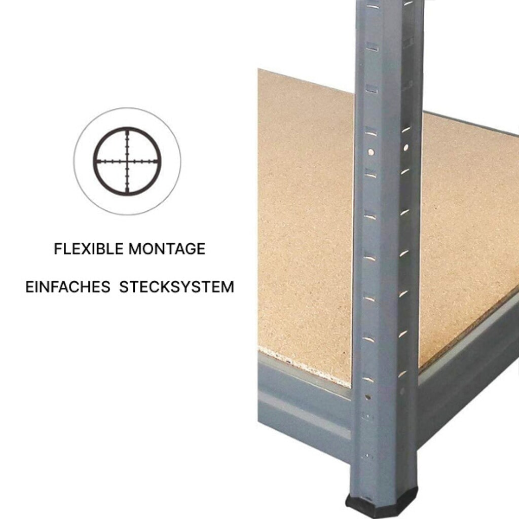 N° de l'image du produit 4 : HEMMDAL Rayonnage pour charges lourdes Type M, gris graphite – 180 x 120 x 45 cm – jusqu'à 1 000 kg