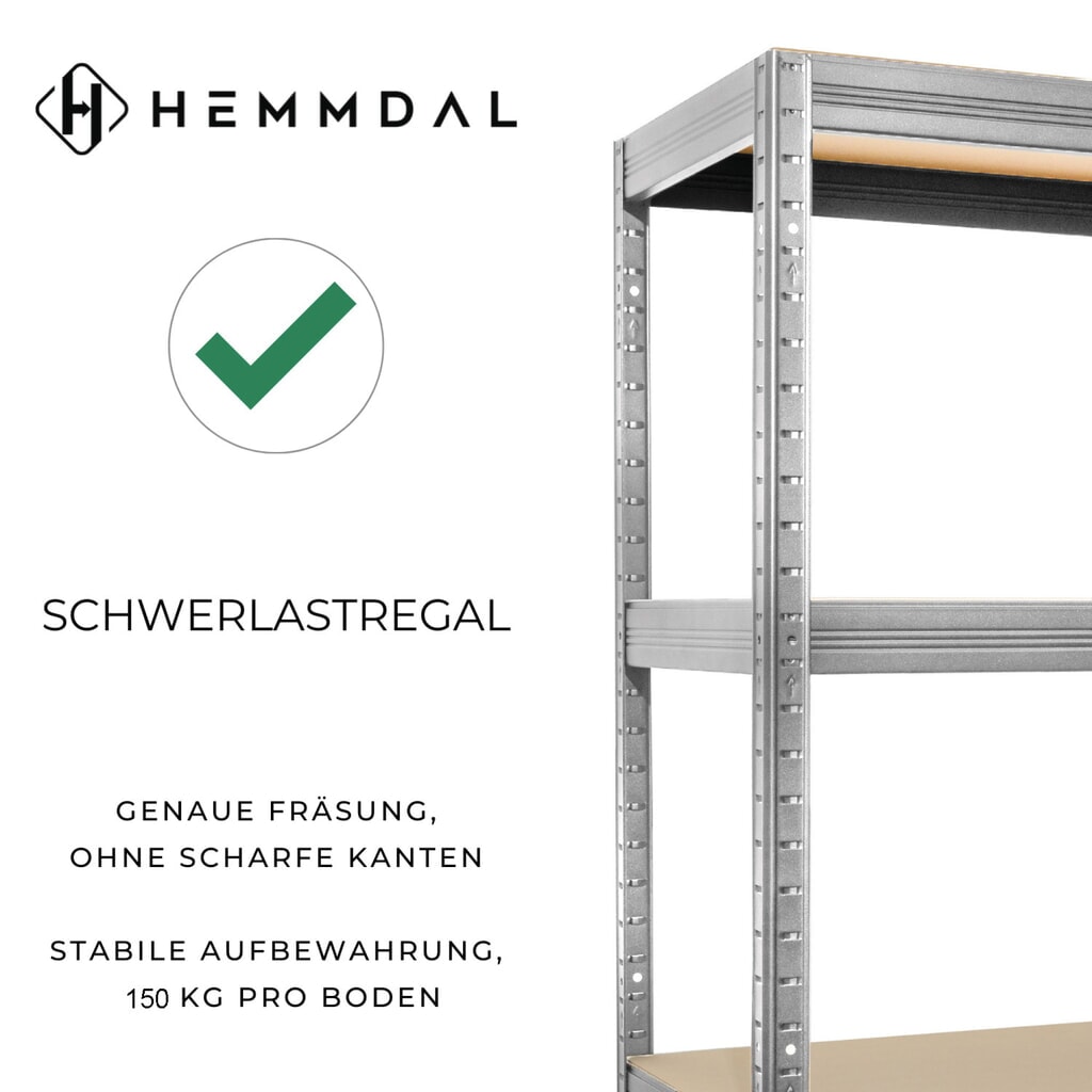 N° de l'image du produit 5 : HEMMDAL Rayonnage pour charges lourdes Type M, gris graphite – 180 x 120 x 45 cm – jusqu'à 1 000 kg
