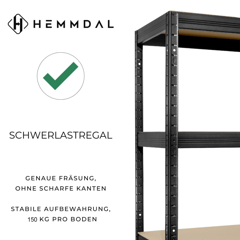HEMMDAL Rayonnage pour charges lourdes Type S, noir – 180 x 90 x 45 cm – jusqu'à 750 kg N° de l'image du produit 3 : HEMMDAL Rayonnage pour charges lourdes Type S, noir – 180 x 90 x 45 cm – jusqu'à 750 kg