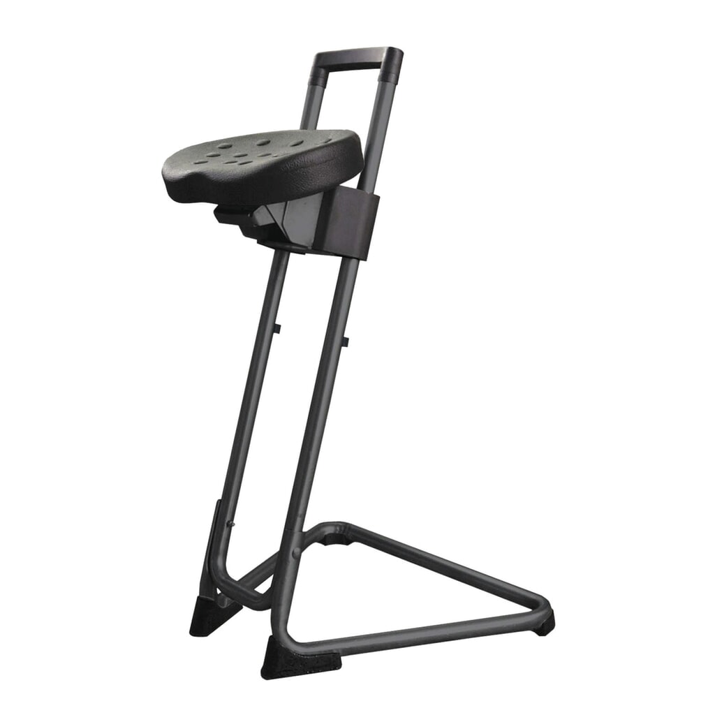 Siège assis-debout HEMMDAL, siège confort pivotant et inclinable en PU, hauteur d'assise 600-850 mm, noir Illustration du produit: Siège assis-debout HEMMDAL, siège confort pivotant et inclinable en PU, hauteur d'assise 600-850 mm, noir
