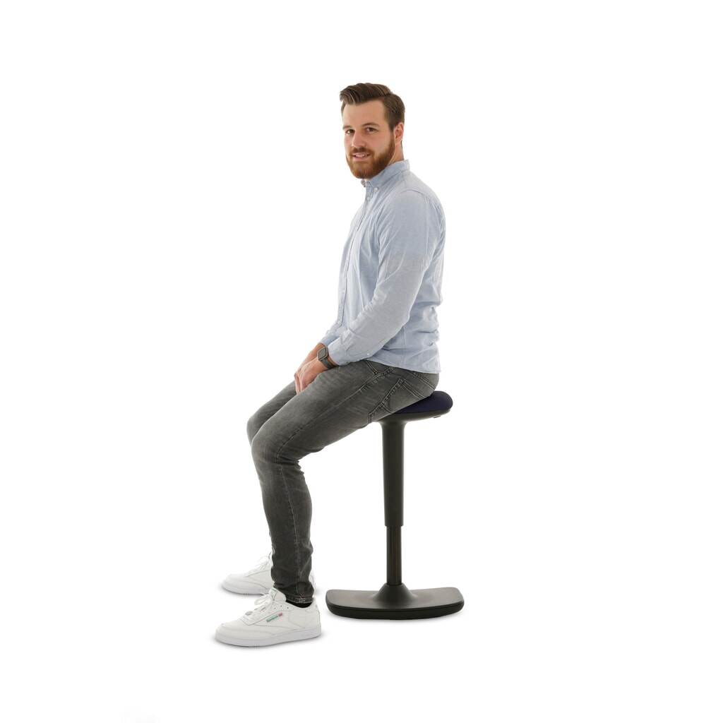 N° de l'image du produit 4 : Tabouret assis-debout HEMMDAL, assise en simili cuir, hauteur d'assise 560-690 mm, bascule convexe au sol