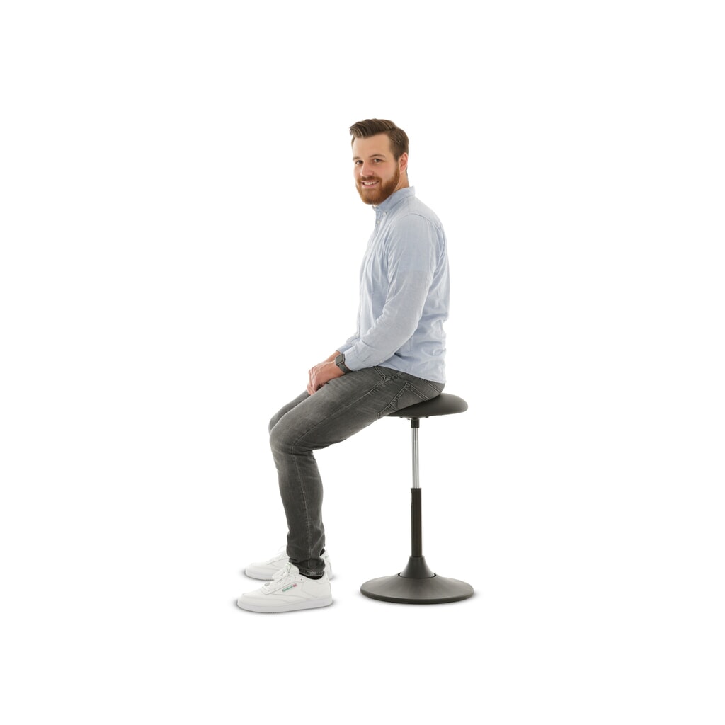 N° de l'image du produit 4 : Tabouret assis-debout HEMMDAL, siège pivotant en simili cuir, hauteur d'assise 510-700 mm, pied à base ronde