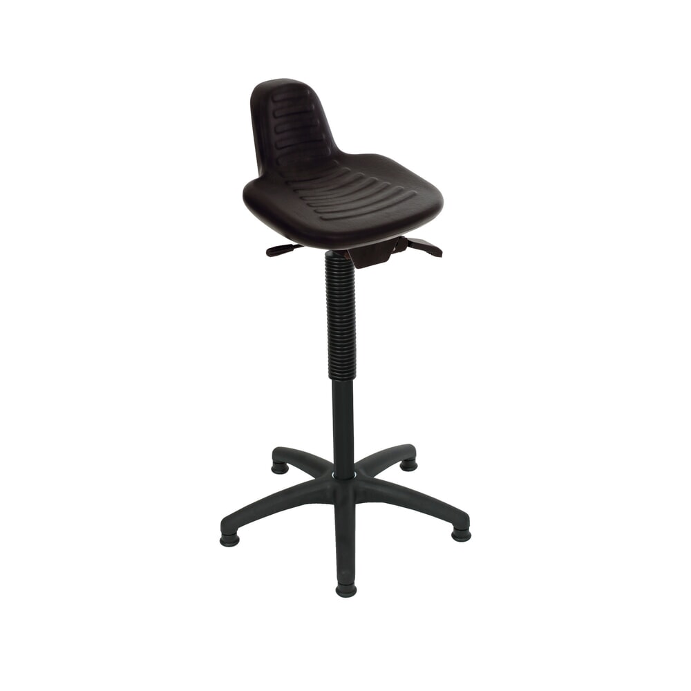 Illustration du produit: Siège assis-debout HEMMDAL, siège en PU avec dossier + poignée, hauteur d'assise 580-840 mm, patins
