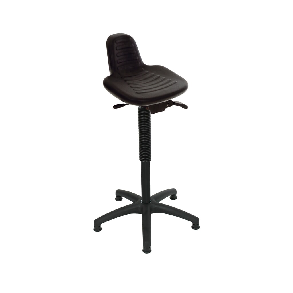 Illustration du produit: Siège assis-debout HEMMDAL, siège en PU avec dossier + poignée, hauteur d'assise 580-840 mm, patins