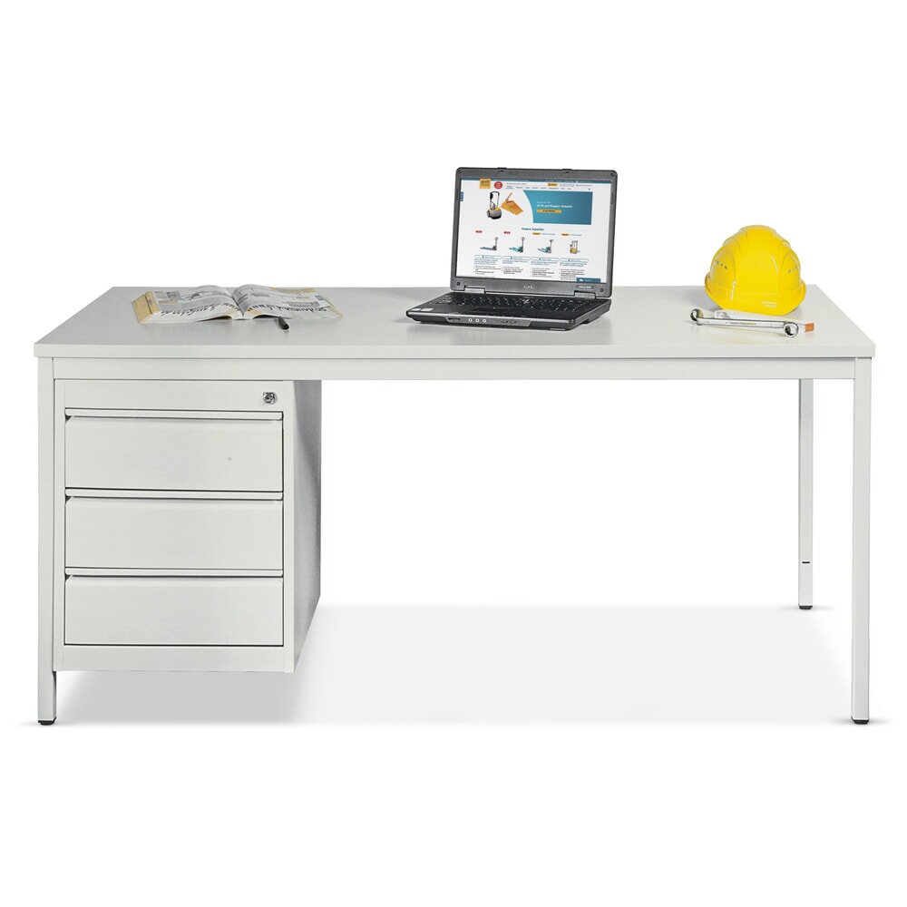 Illustration du produit: Bureau HEMMDAL avec structure en acier tubulaire, avec bloc-tiroirs, haut. x larg. x prof. 760 x 1 600 x 800 mm