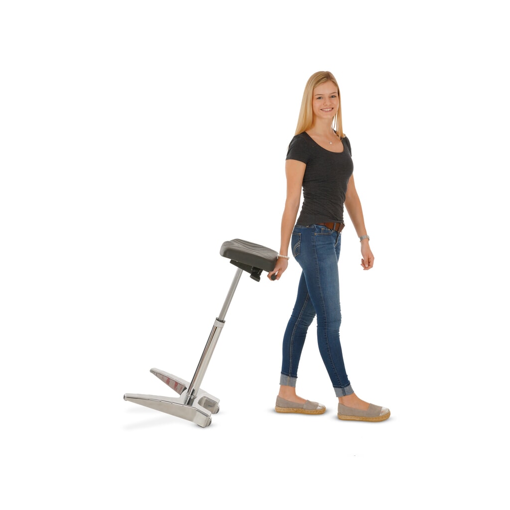 N° de l'image du produit 5 : Tabouret assis-debout XXL HEMMDAL, siège PU extra-large + poignée, hauteur d'assise 700-880 mm