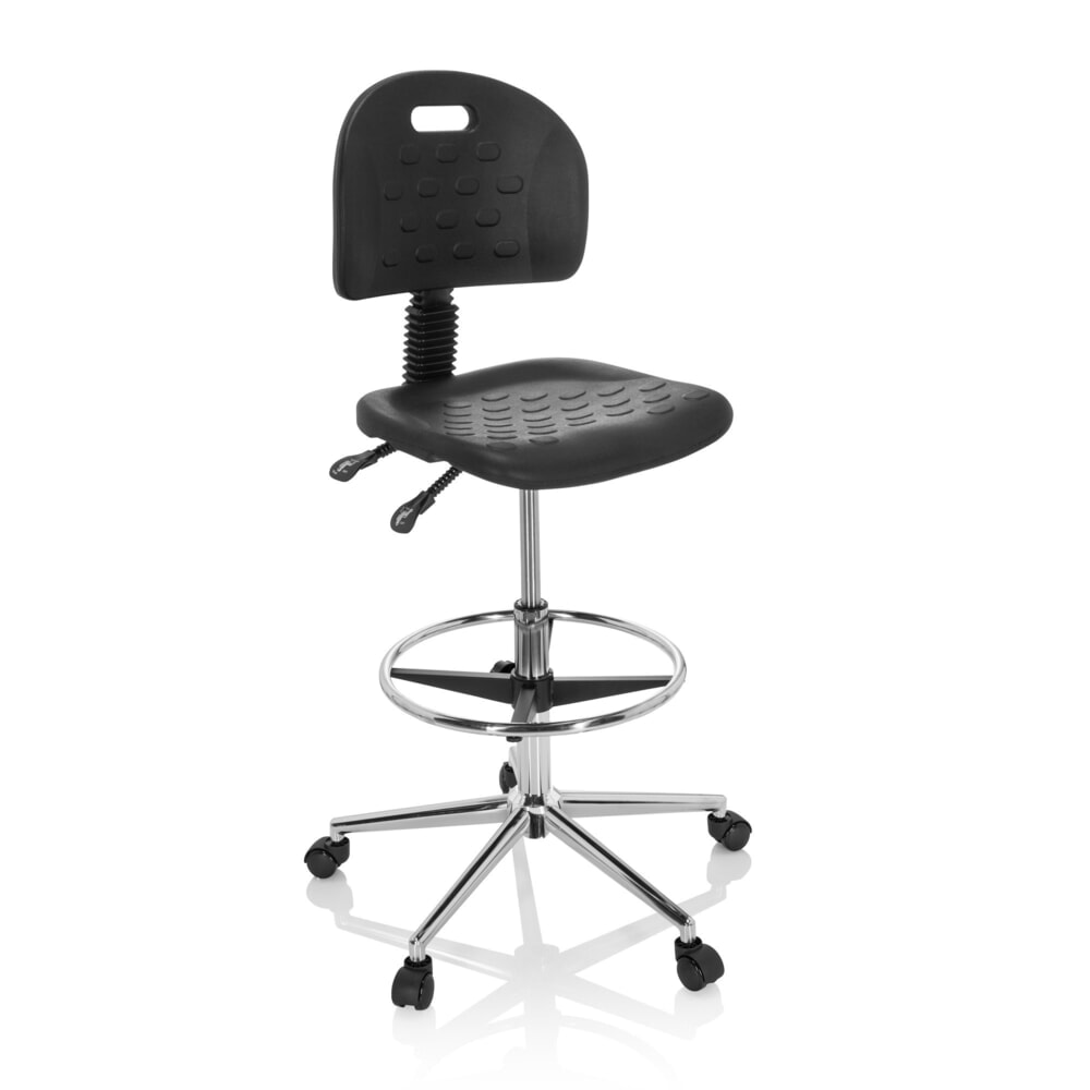 N° de l'image du produit 3 : hjh OFFICE Tabouret ergonomique / tabouret de travail TOP WORK 23 I mousse rigide en PU, noir