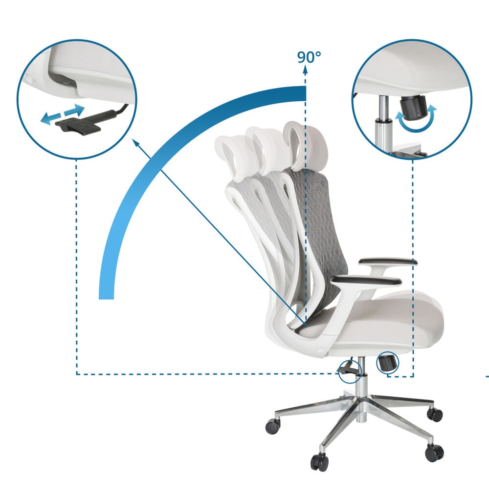 N° de l'image du produit 2 : Siège de bureau / siège pivotant hjh OFFICE FALEO W maille/tissu, gris
