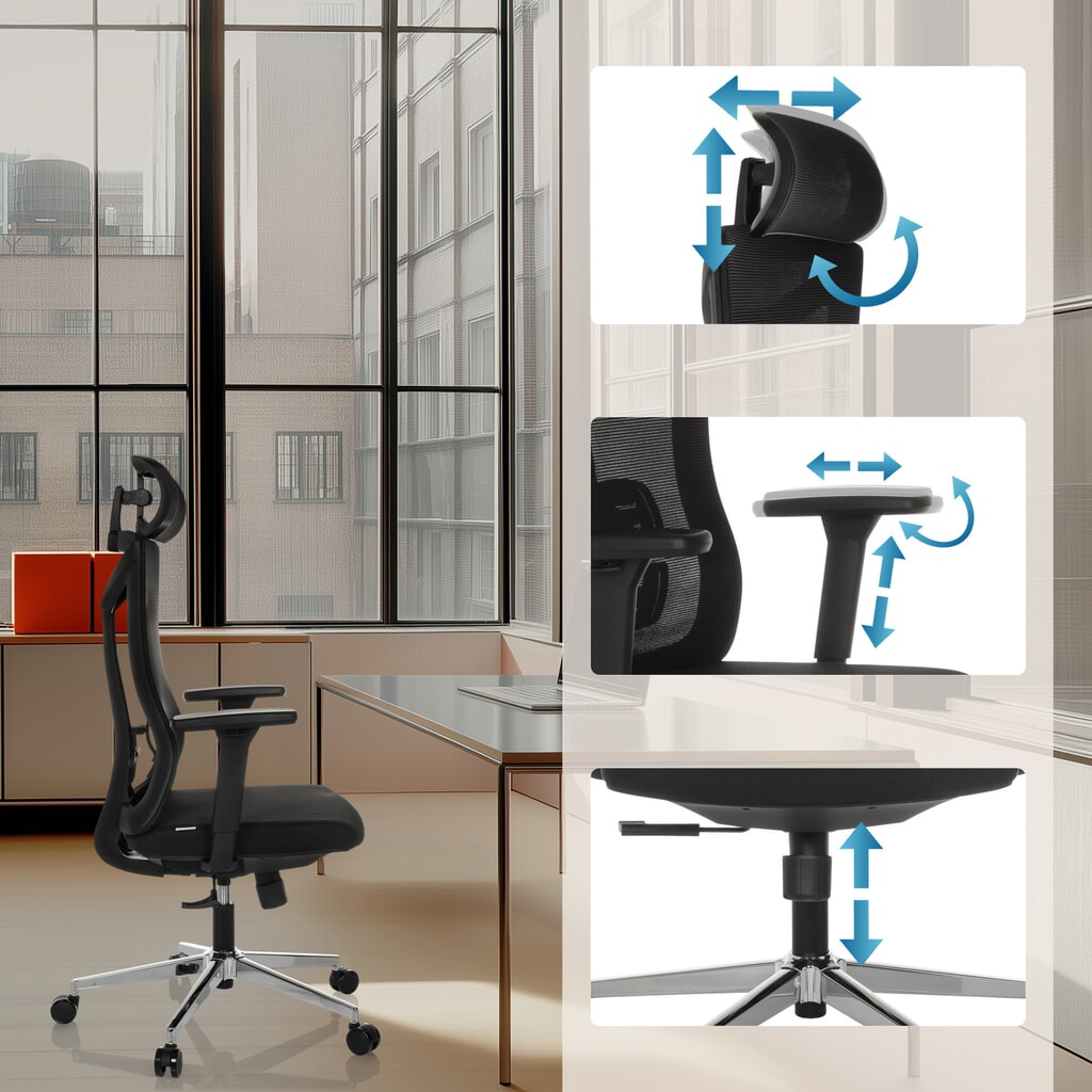 Chaise de bureau hjh OFFICE KAMIAK, mécanisme synchrone, capacité de charge 120 kg, noir N° de l'image du produit 3 : Chaise de bureau hjh OFFICE KAMIAK, mécanisme synchrone, capacité de charge 120 kg, noir