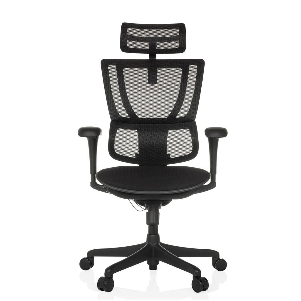 Fauteuil de direction hjh OFFICE ERGOHUMAN SLIM ECO F GEN2, avec dossier flexible, capacité de charge 120 kg, hauteur 1120 - 1340 mm, assise en tissu, noir N° de l'image du produit 1 : Fauteuil de direction hjh OFFICE ERGOHUMAN SLIM ECO F GEN2, avec dossier flexible, capacité de charge 120 kg, hauteur 1120 - 1340 mm, assise en tissu, noir