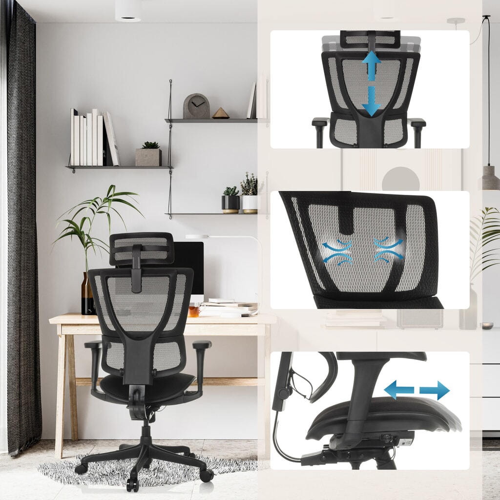 Fauteuil de direction hjh OFFICE ERGOHUMAN SLIM ECO F GEN2, avec dossier flexible, capacité de charge 120 kg, hauteur 1120 - 1340 mm, assise en tissu, noir N° de l'image du produit 4 : Fauteuil de direction hjh OFFICE ERGOHUMAN SLIM ECO F GEN2, avec dossier flexible, capacité de charge 120 kg, hauteur 1120 - 1340 mm, assise en tissu, noir
