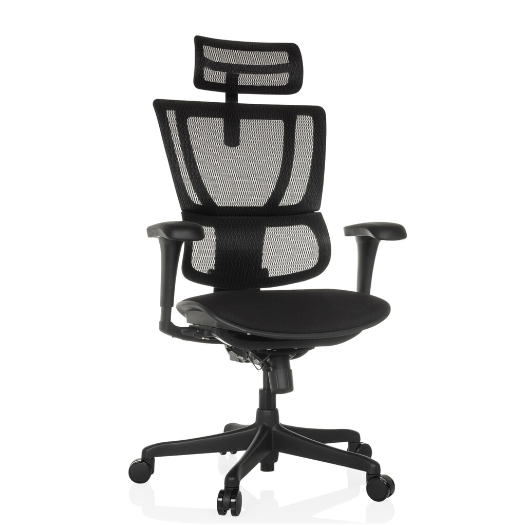 N° de l'image du produit 6 : Fauteuil de direction hjh OFFICE ERGOHUMAN SLIM ECO F GEN2, avec dossier flexible, capacité de charge 120 kg, hauteur 1120 - 1340 mm, assise en tissu, noir