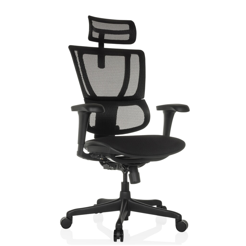 N° de l'image du produit 7 : Fauteuil de direction hjh OFFICE ERGOHUMAN SLIM ECO F GEN2, avec dossier flexible, capacité de charge 120 kg, hauteur 1120 - 1340 mm, assise en tissu, noir