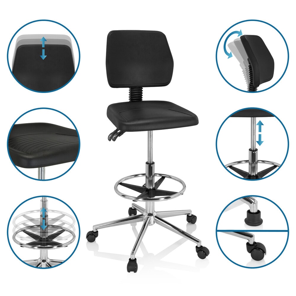 N° de l'image du produit 10 : Tabouret / siège de travail ergonomique hjh OFFICE TOP WORK 11 en mousse rigide, noir