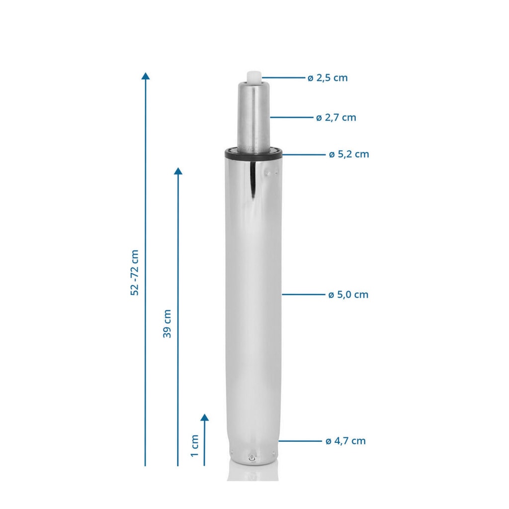 Vérin à gaz / ressort à gaz XXL hjh OFFICE - chromé, 52-72 cm (tabourets de bar) N° de l'image du produit 2 : Vérin à gaz / ressort à gaz XXL hjh OFFICE - chromé, 52-72 cm (tabourets de bar)