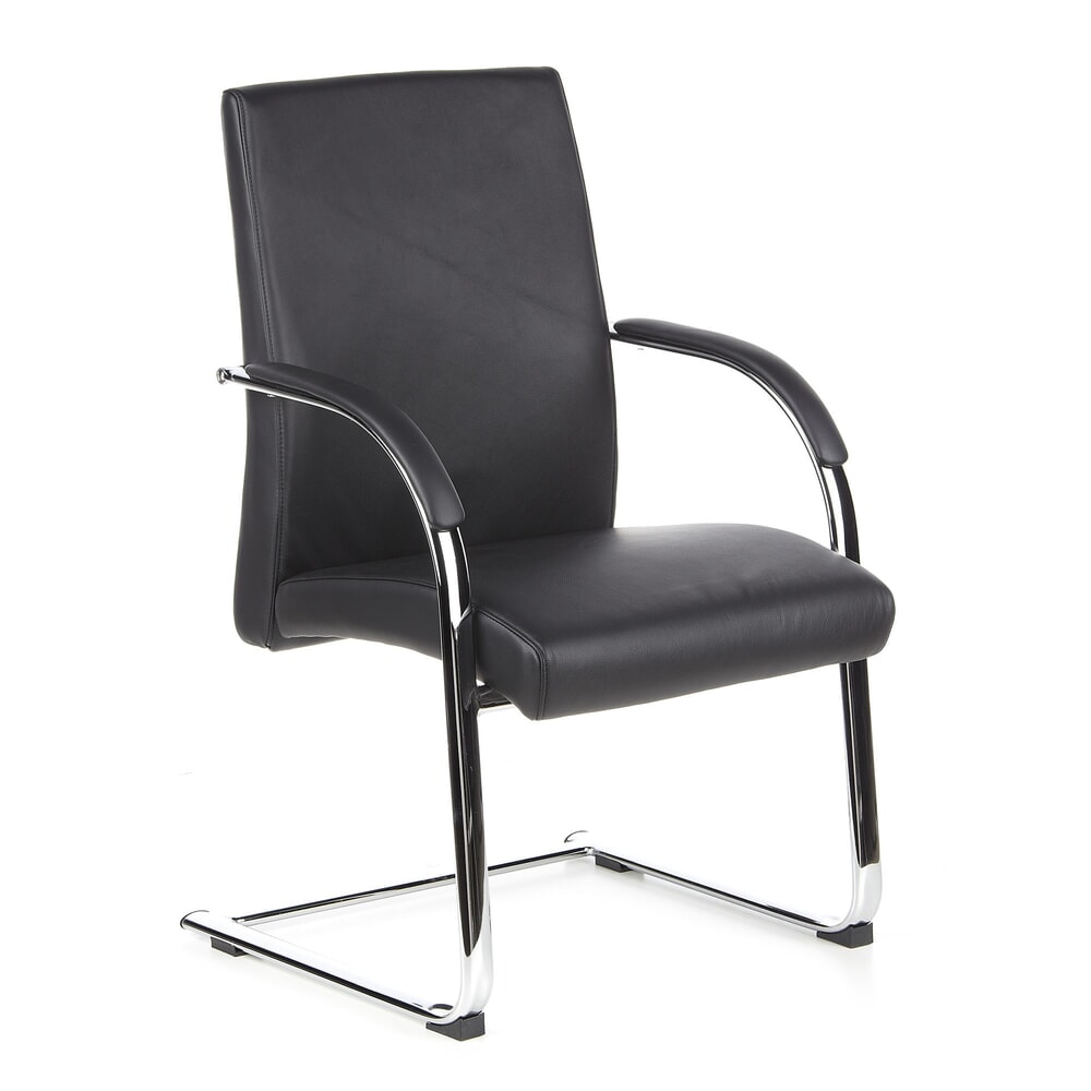 N° de l'image du produit 2 : Chaise de réunion / fauteuil suspendu hjh OFFICE BAROLO V cuir fin, noir