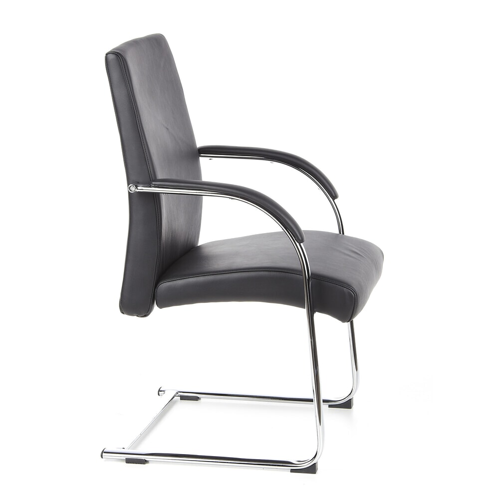 N° de l'image du produit 3 : Chaise de réunion / fauteuil suspendu hjh OFFICE BAROLO V cuir fin, noir