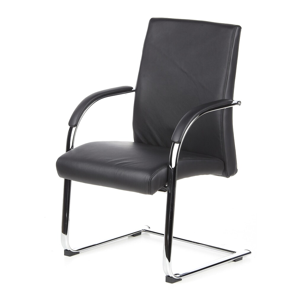 N° de l'image du produit 10 : Chaise de réunion / fauteuil suspendu hjh OFFICE BAROLO V cuir fin, noir