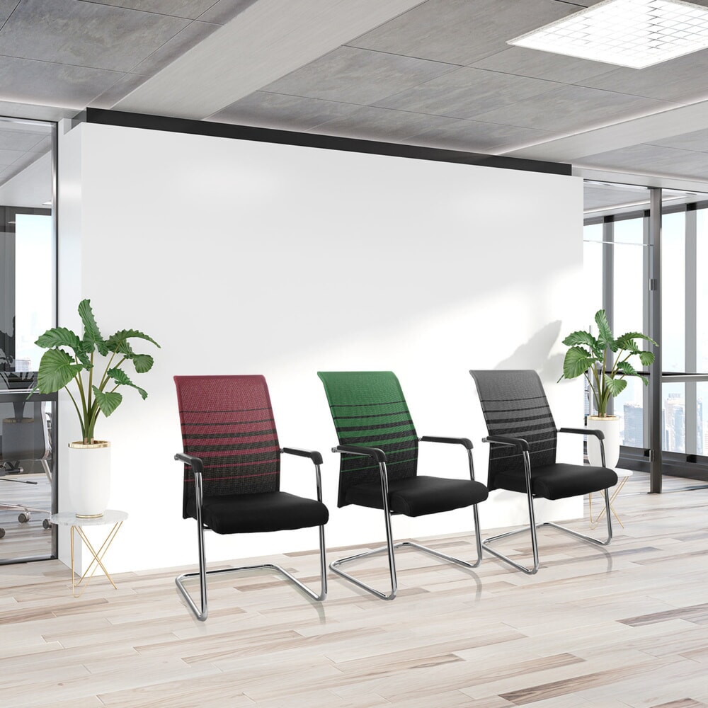 N° de l'image du produit 2 : Chaise de réunion / chaise-visiteur hjh OFFICE / FALCONE V tissu, noir/vert
