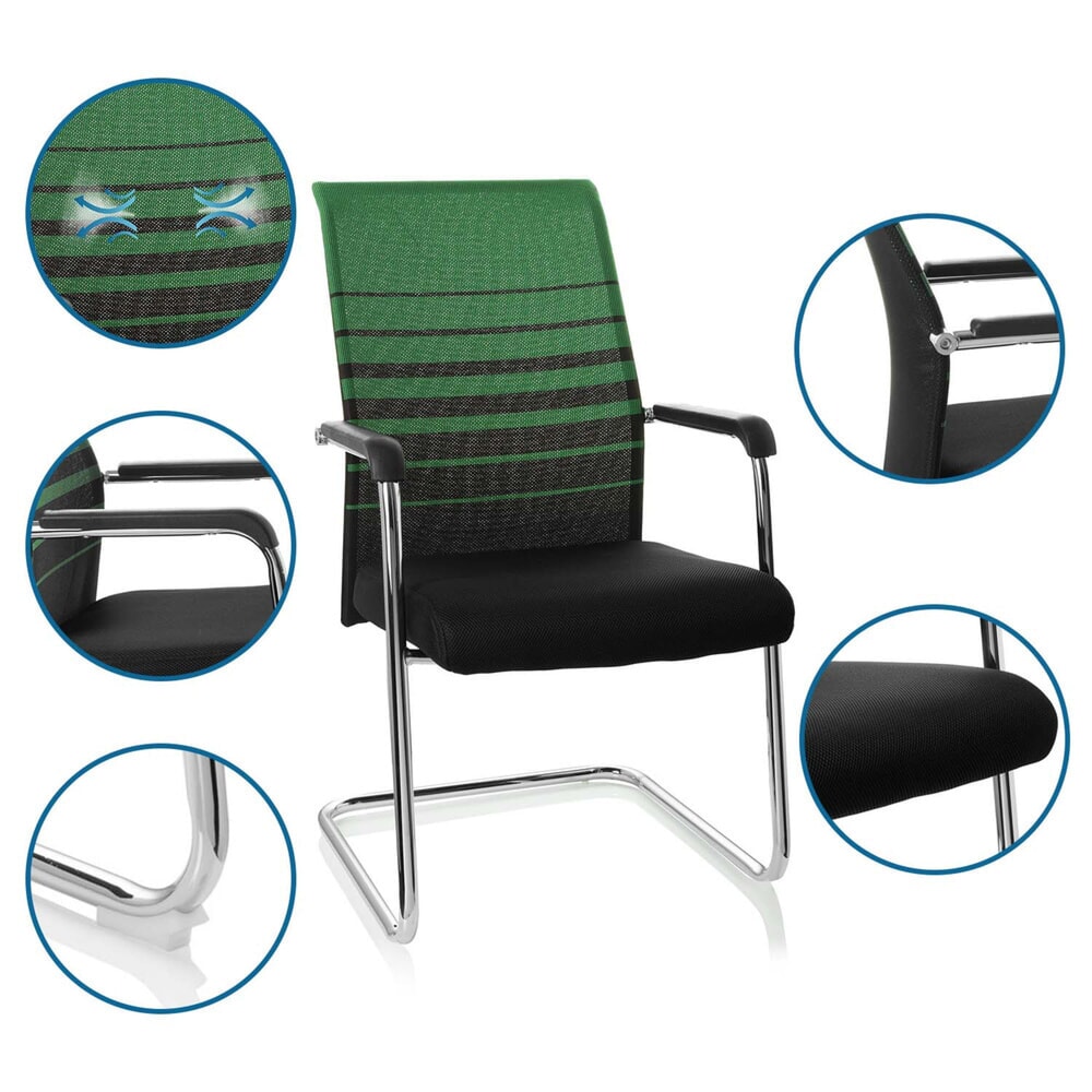 N° de l'image du produit 4 : Chaise de réunion / chaise-visiteur hjh OFFICE / FALCONE V tissu, noir/vert